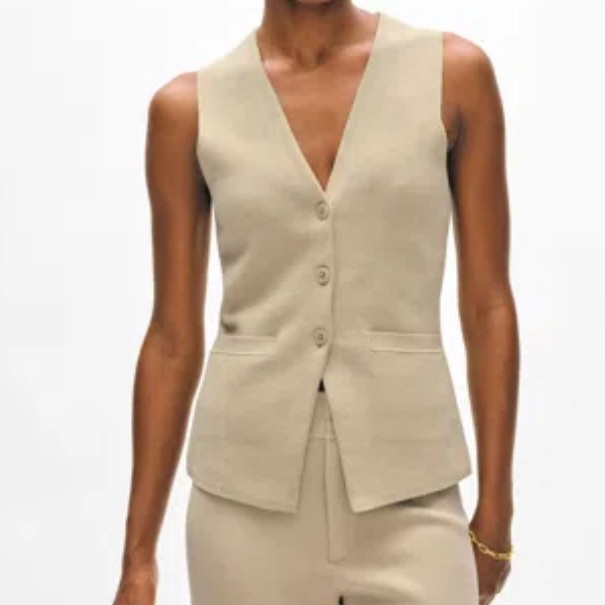 White + Warren Tan Sleeveless Vest Size Xs